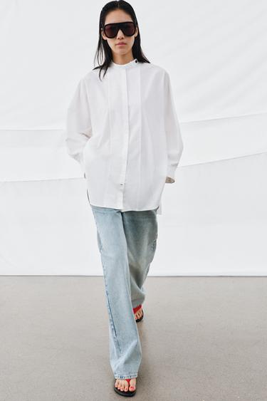 OVERSIZE POPLIN SHIRT ZW COLLECTION - Oyster-white by Zara
