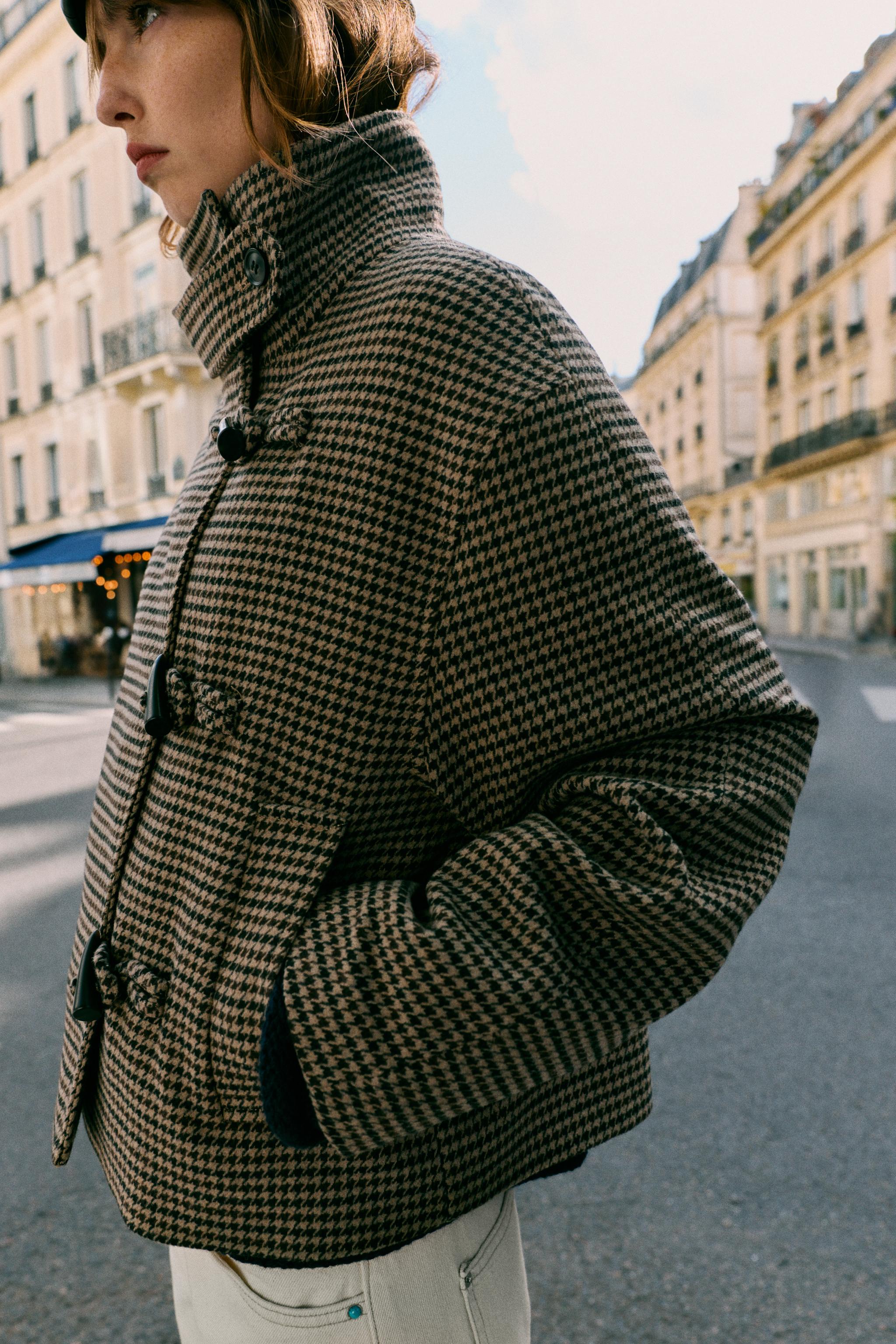 HOUNDSTOOTH FROG FASTENING JACKET