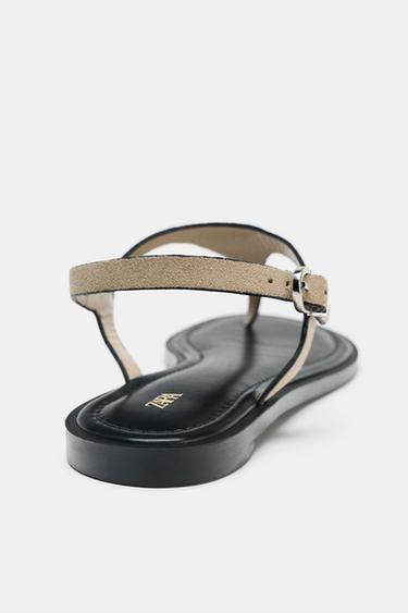 LEATHER BUCKLE-STRAP SANDALS - Sand Brown by Zara - Image 4