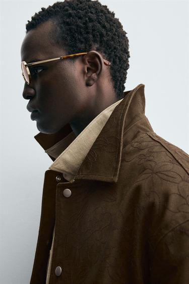 FLORAL JACQUARD JACKET - Chocolate by Zara - Image 6