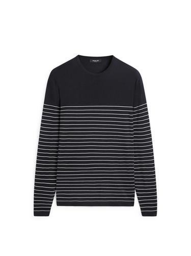Zara Striped crew neck sweater - Navy blue