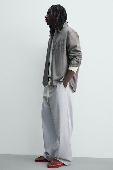 PANTALON BAGGY À RAYURES - rayures de Zara - Image 4