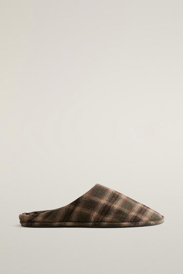 CHECK MULE SLIPPERS — Brown 2