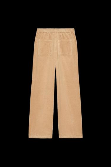 Zara ZW COLLECTION WIDE LEG CORDUROY PANTS - taupe brown