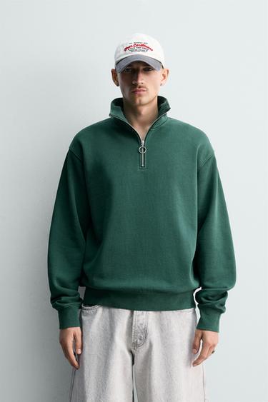 SUDADERA CUELLO CREMALLERA BÁSICA - Botella de Zara
