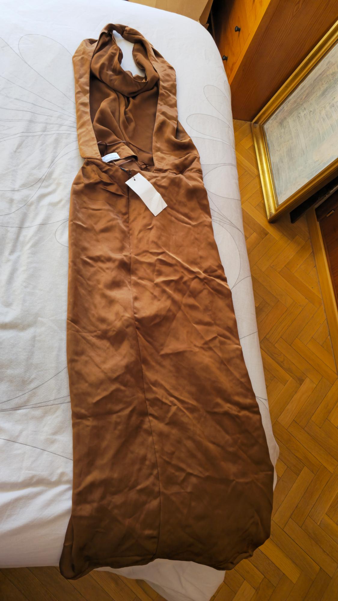 SATIN HALTER MIDI DRESS - Image 3