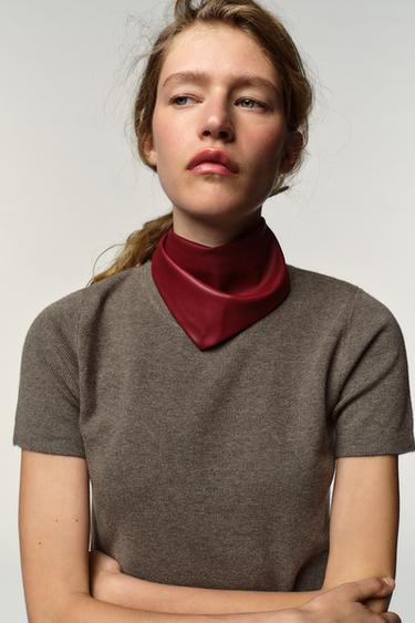 SOFT-TOUCH SHORT SLEEVE KNIT TOP - Taupe grey by Zara