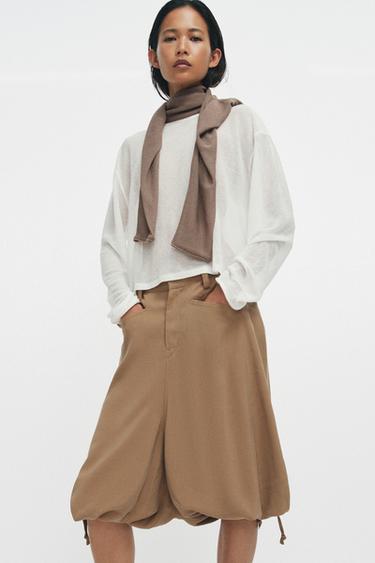 برمودا طويلة واسعة ZW COLLECTION - جملي وسط by Zara