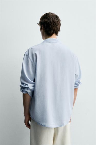 FLOWING RELAXED FIT SHIRT - Sky blue by Zara