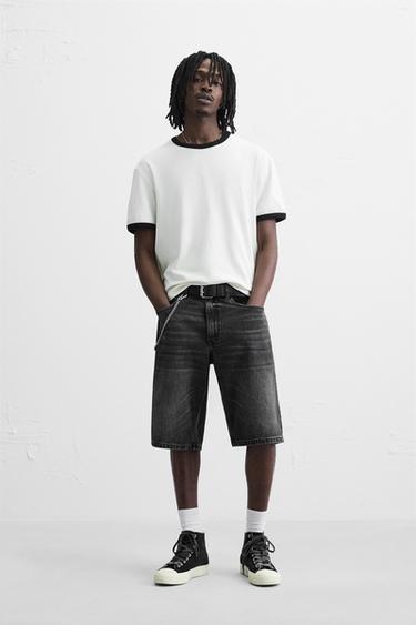 DENIM-BERMUDASHORTS IM BAGGY-FIT MIT VERWASCHENER OPTIK - Schwarz von Zara