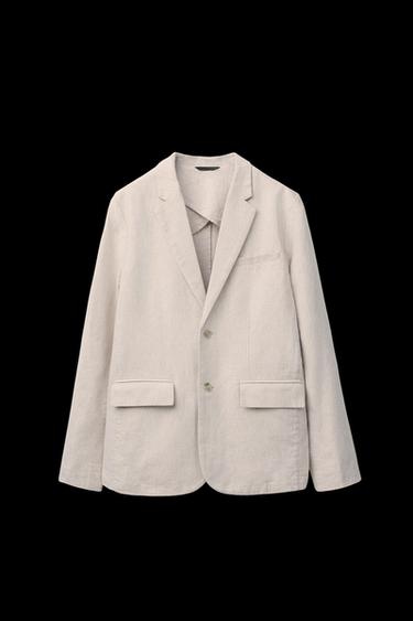 Zara LINEN COTTON SUIT JACKET - Light beige - Image 0