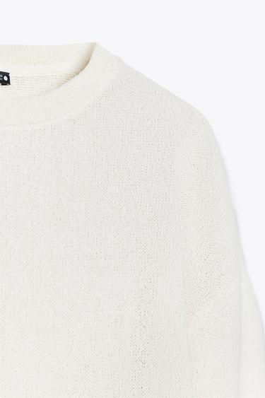 T-SHIRT OVERSIZE EN MAILLES COUPÉES - Écru de Zara - Image 6
