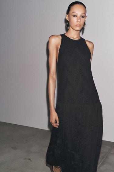 ZW COLLECTION CRINKLED COMBINED DRESS - Black de Zara - Image 1