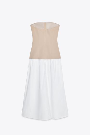 ROBE MIDI EN MATIÈRES VARIÉES - Blanc de Zara - Image 1