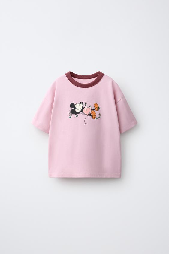 MICKEY MOUSE © DISNEY PRINT AND EMBROIDERED T-SHIRT - Pink de Zara - Imagen 0