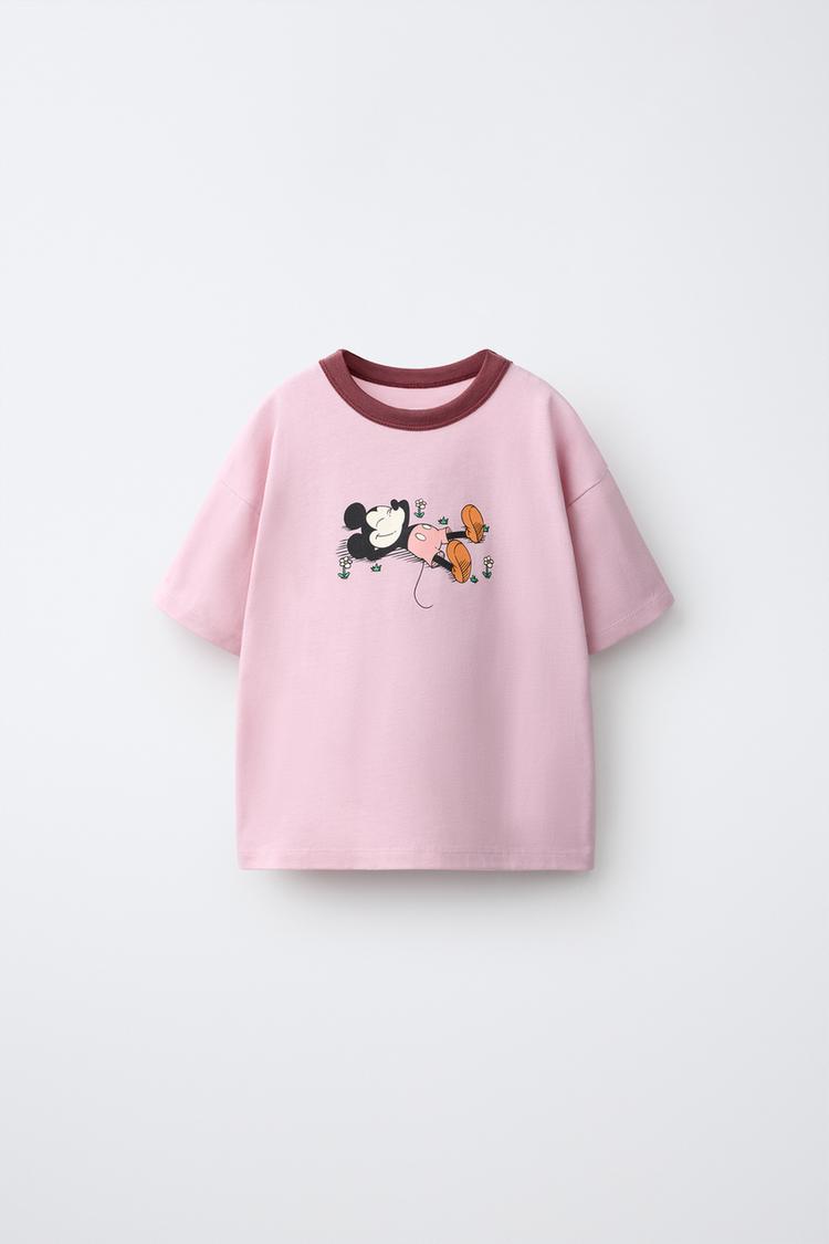MICKEY MOUSE © DISNEY EMBROIDERED AND PRINTED T-SHIRT — Pink