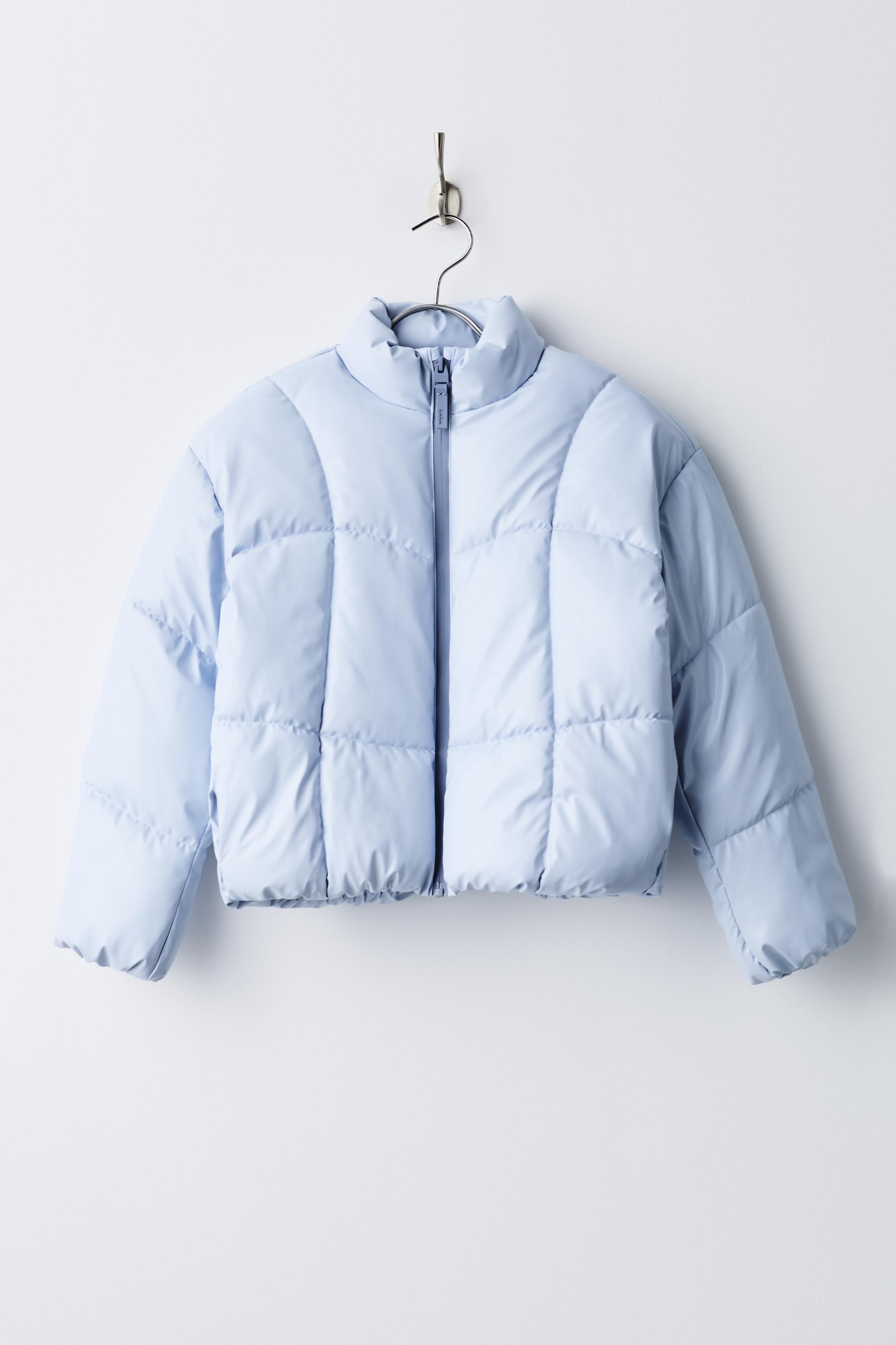 WATER-REPELLENT RUBBERIZED PUFFER JACKET — Pastel blue