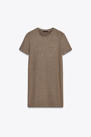 VESTIDO MINI MANGA CORTA - marrón vigoré de Zara