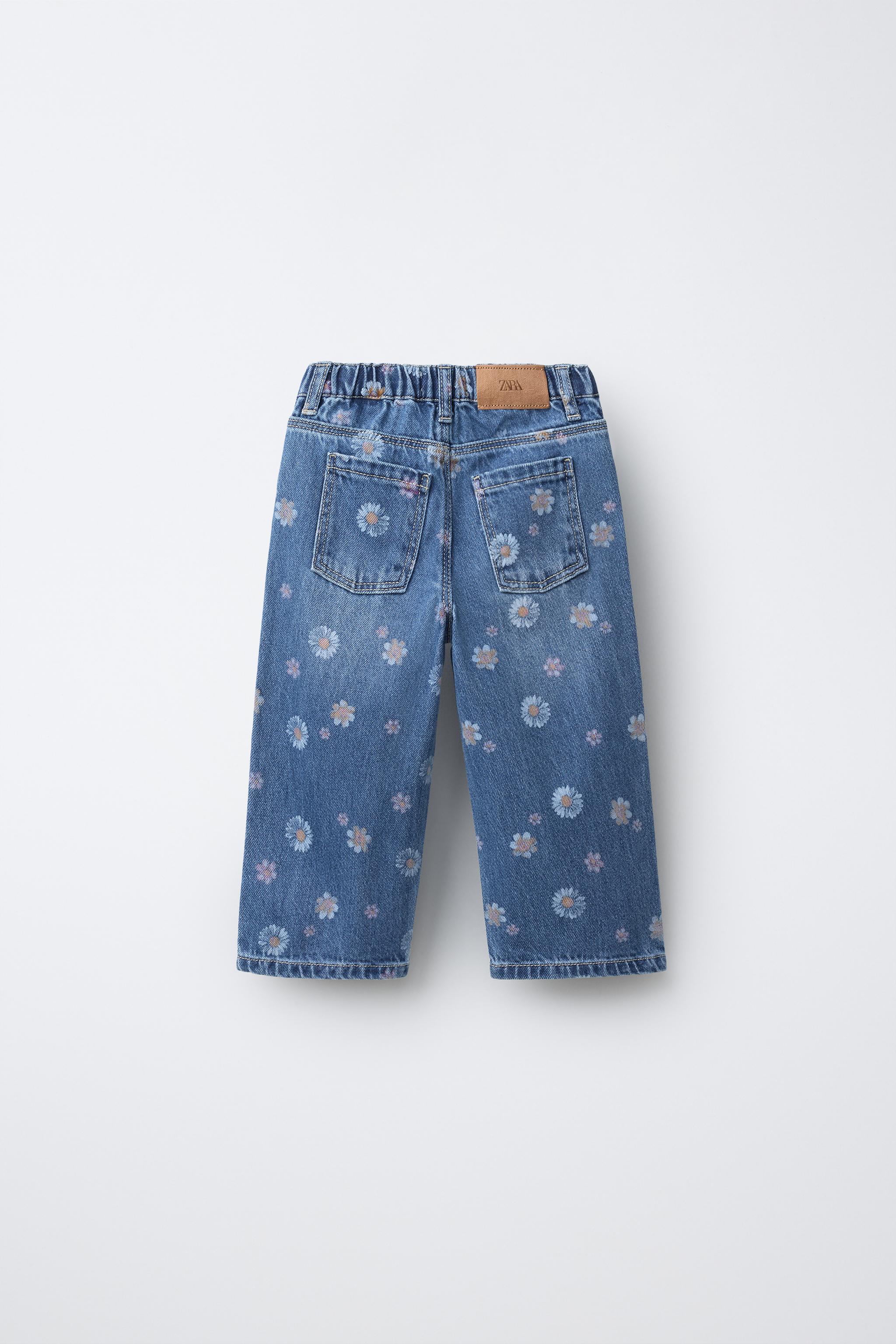 フラワー柄デニムキュロットパンツ - ブルー | ZARA Japan / 日本