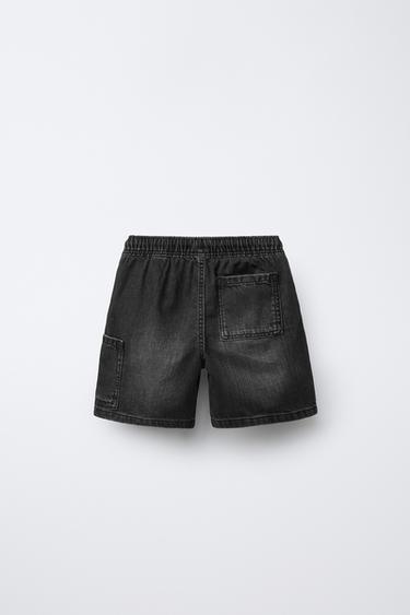 LOOSE-FITTING DENIM BERMUDA SHORTS - Black by Zara - Image 1