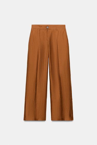 PANTALON FLUIDE EN LIN À FENTES - Curry de Zara - Image 5