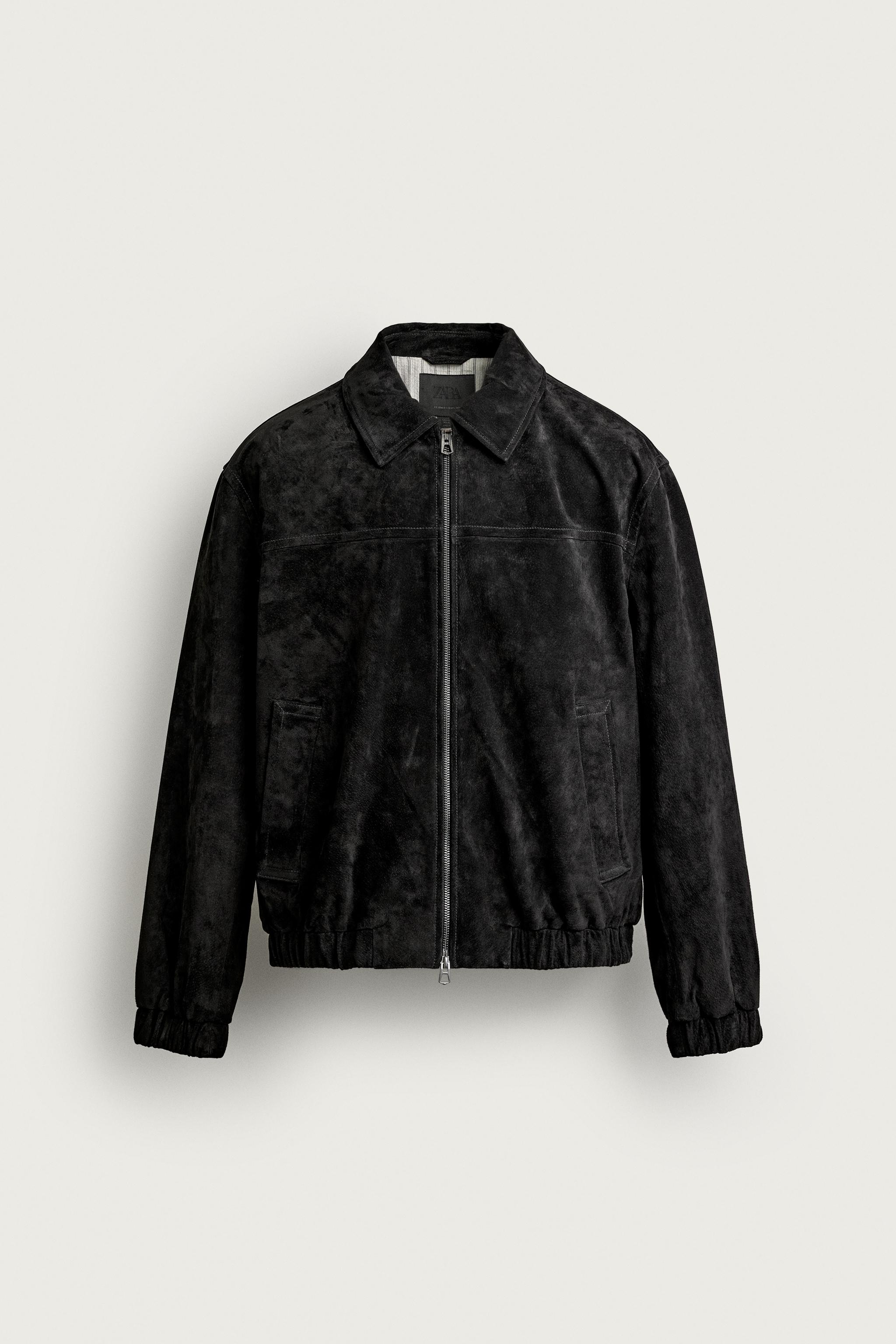 SUEDE LEATHER JACKET — Black