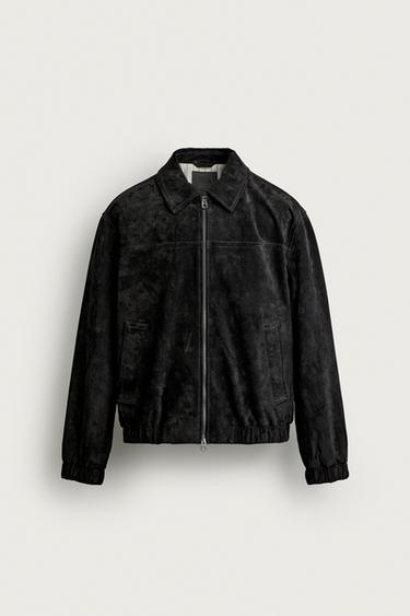SUEDE LEATHER JACKET - Black by Zara