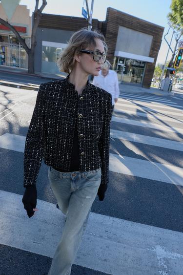 BLAZER STRUTTURATO CON FILO METALLIZZATO - Nero / Ecrù di Zara