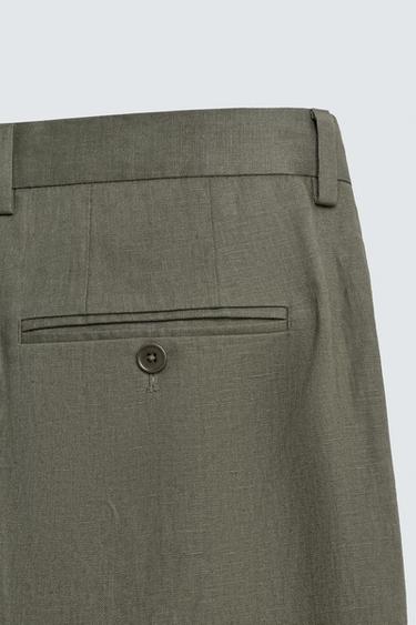 PANTALÓN TRAJE 100% LINO - Verde claro de Zara