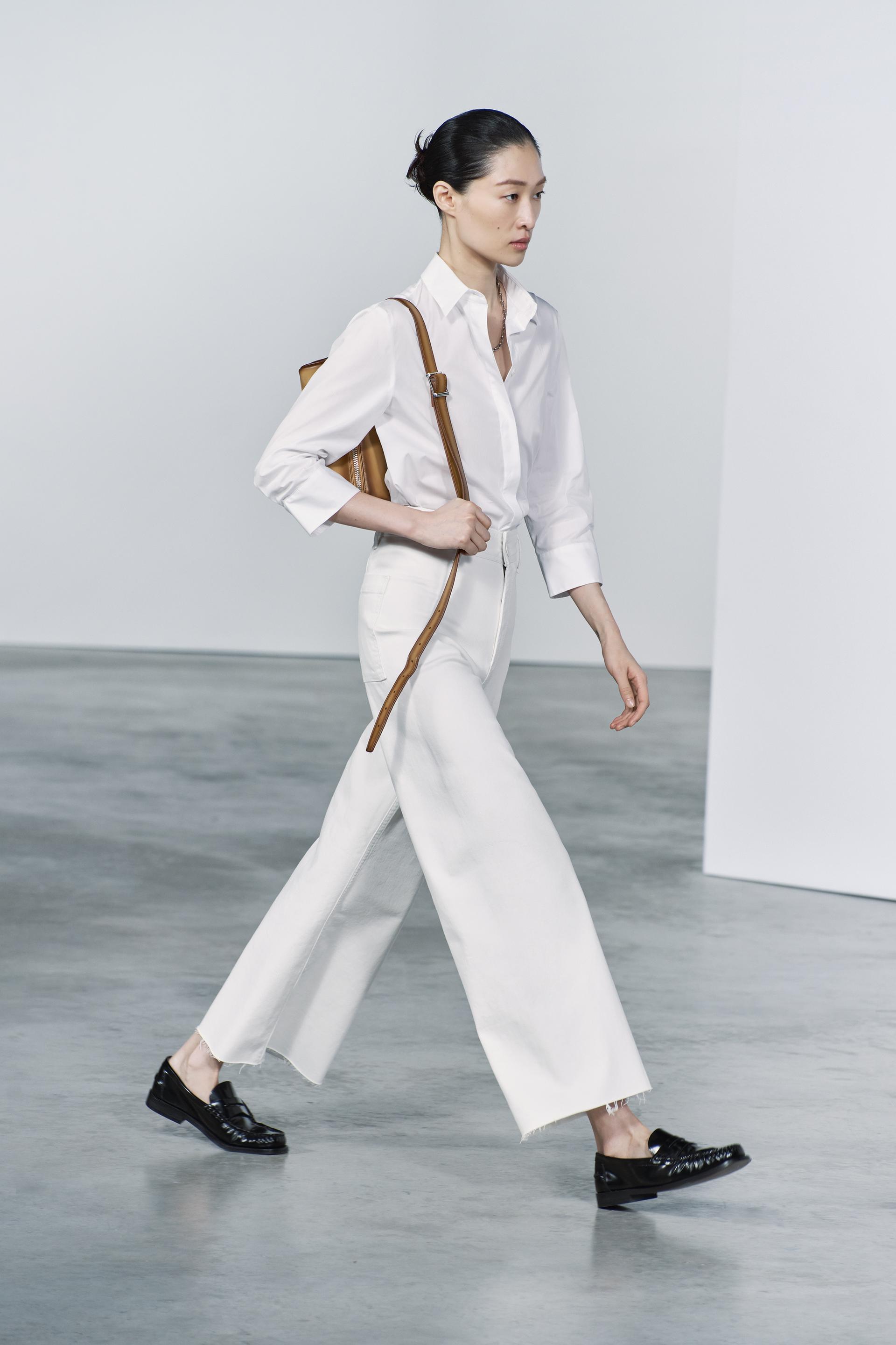 ZARA Marine White Jeans  Straight jeans outfit, White jeans