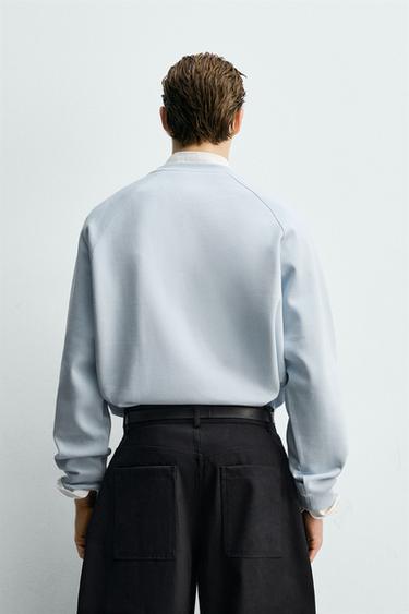 WASHED PIQUÉ TEXTURED SWEATSHIRT - Sky blue by Zara - Image 2