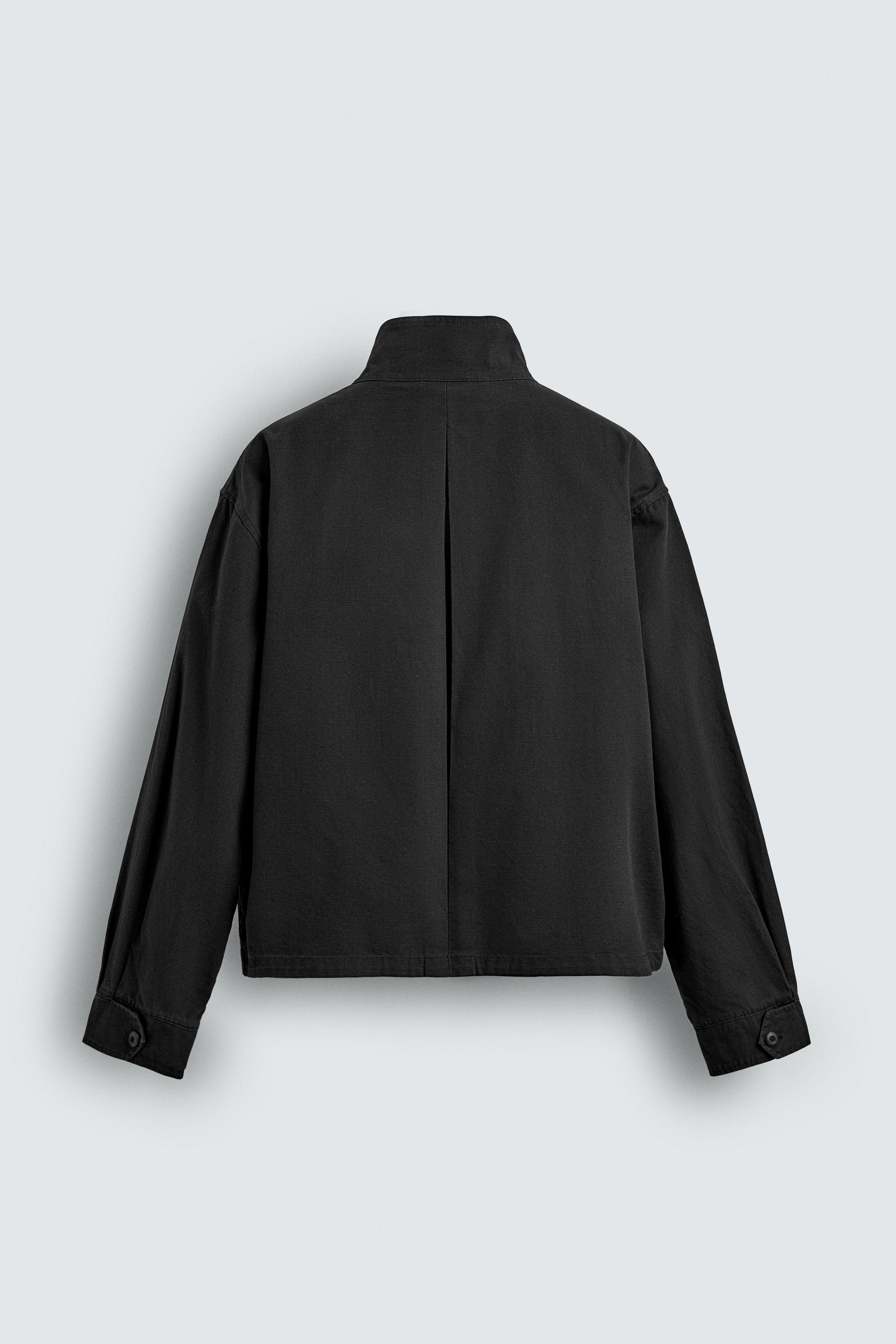 ボクシーフィットコットンジャケット - ブラック | ZARA Japan / 日本