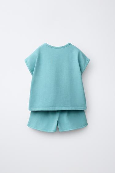 PLAIN T-SHIRT AND BERMUDA SHORTS SET - Turquoise by Zara - Image 1