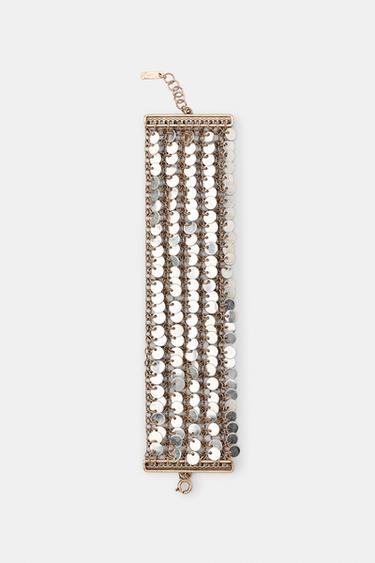 CONTRAST SEQUIN BRACELET - Gold / Silver by Zara