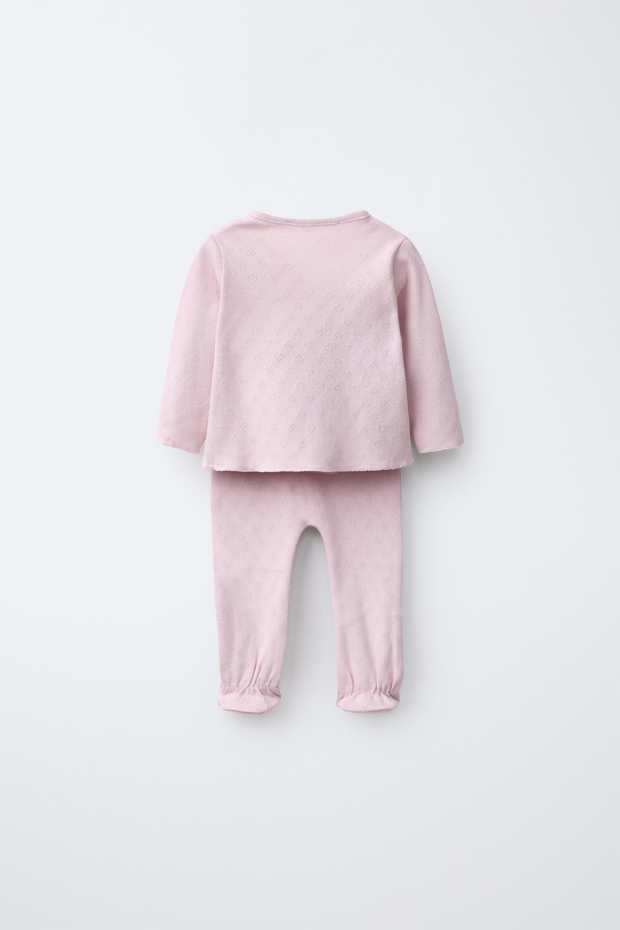 POINTELLE NEWBORN SET AND POUCH — Pink