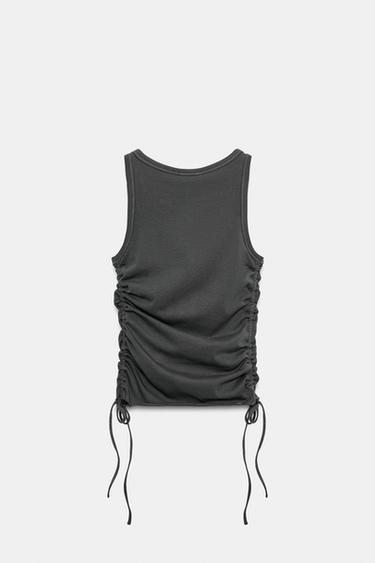 TOP WITH SIDE GATHERING - Charcoal grey by Zara - Image 5