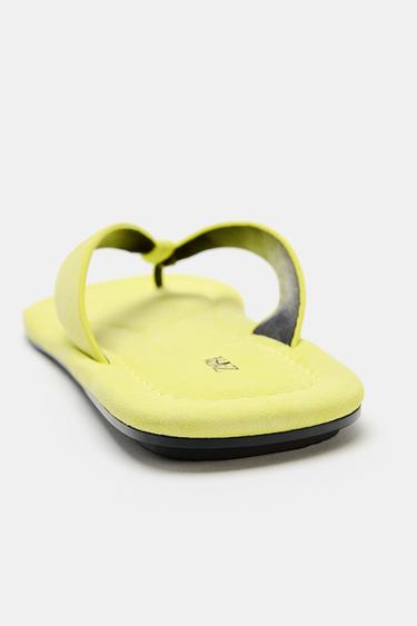 FLAT LEATHER SANDALS - Lime Green by Zara - Image 5