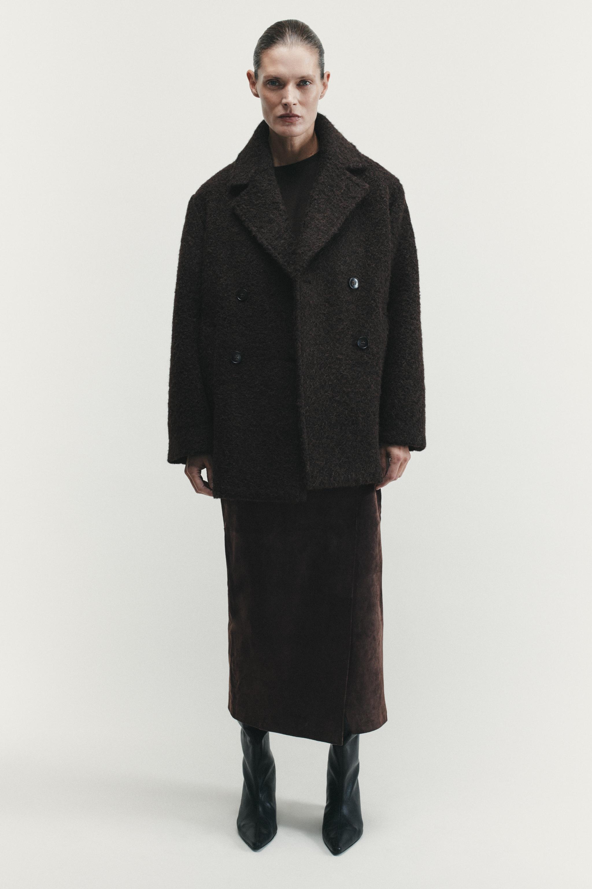未使用❗️ZARA ダブルブレスト　ロングコート　ブラック　18FW ウール　XL 未使用❗️ZARA ダブルブレスト ロングコート ブラック 18FW