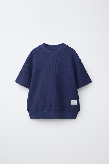 ФУТБОЛКА ИЗ ВАФЕЛЬНОЙ ТКАНИ — ЯРКО-СИНИЙ от Zara