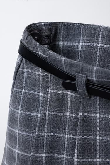 CHECK BERMUDA SKORT WITH BELT - Pearl grey by Zara - Image 2
