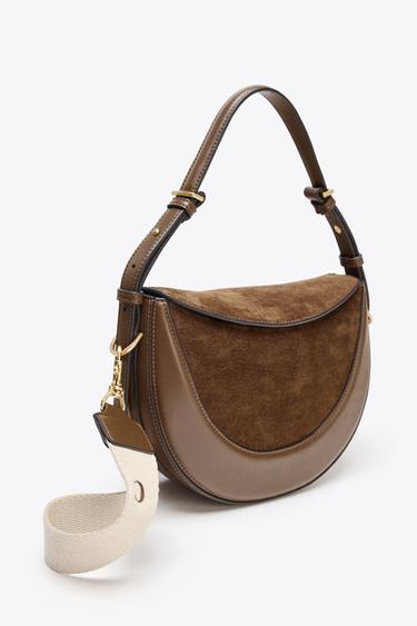 LEATHER FLAP CROSSBODY BAG - Chocolate by Zara