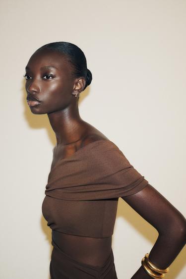 ASYMMETRIC CUT-OUT LONG DRESS - Chocolate by Zara - Image 2