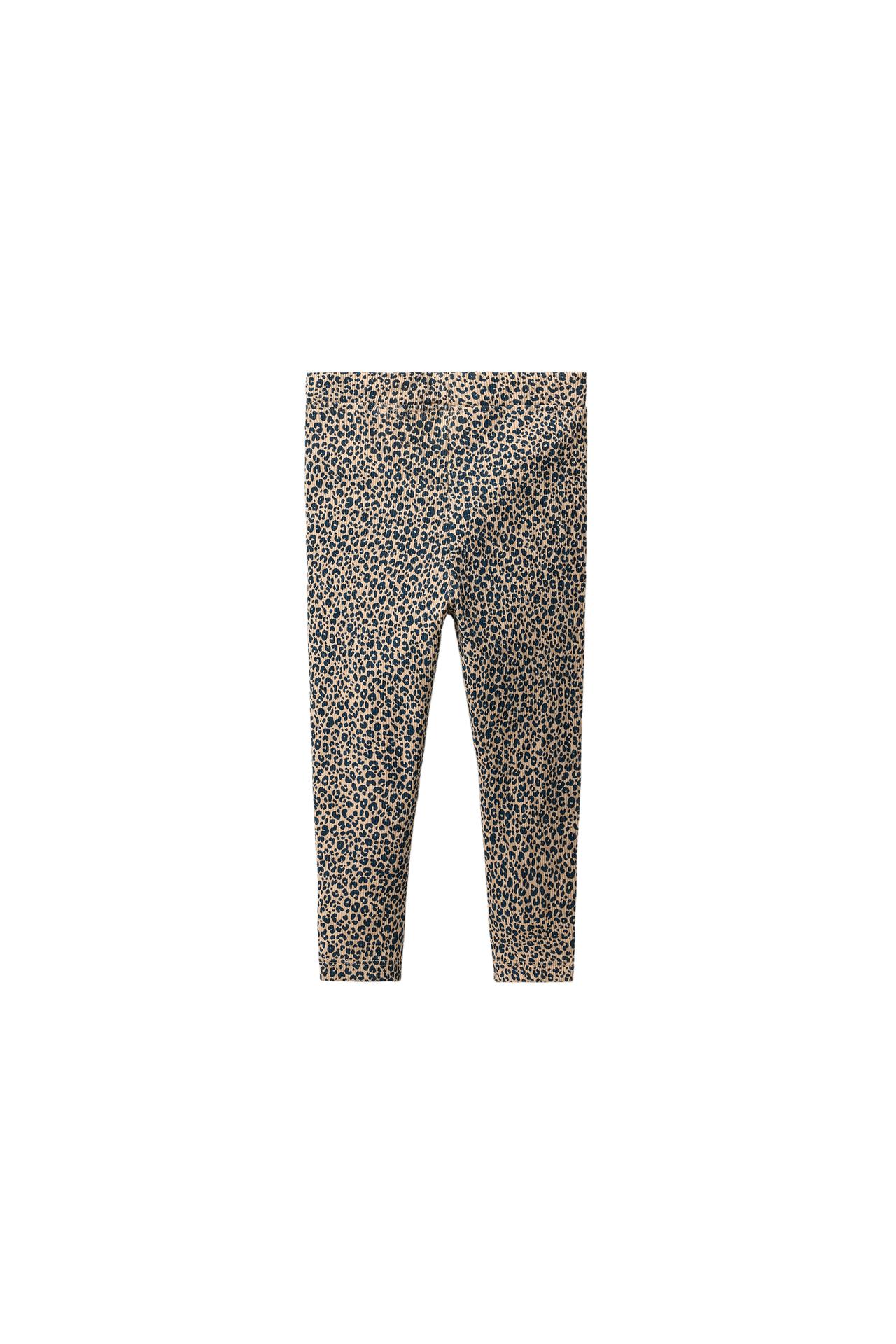 RIBBED ANIMAL PRINT LEGGINGS — taupe brown