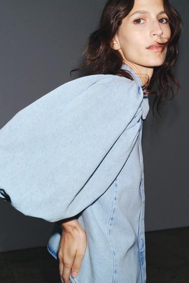 ZW COLLECTION DENIM BLOUSE - Light blue by Zara