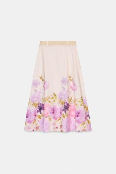 FLORAL PRINT BELTED MIDI SKIRT - Multicoloured by Zara - Image 5