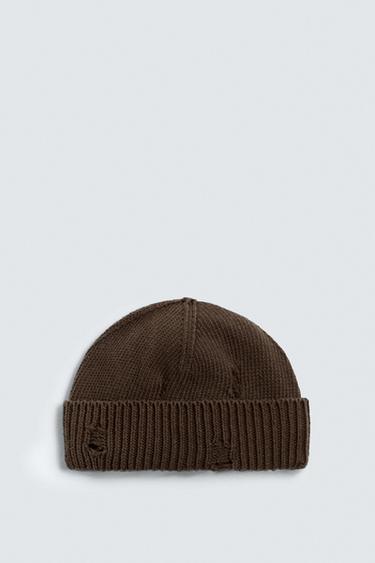GORRO PUNTO EFECTO ROTOS - Marrón de Zara - Imagen 0