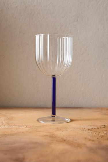 Zara BOROSILICATE GLASS WITH COLORED STEM - Blue