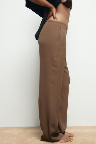 100% SILK TROUSERS - Brown by Zara - Image 3
