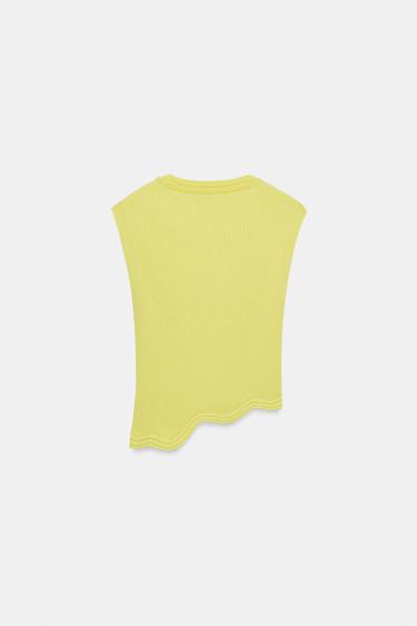 ASYMMETRIC RIB KNIT TOP - Lime by Zara - Image 6