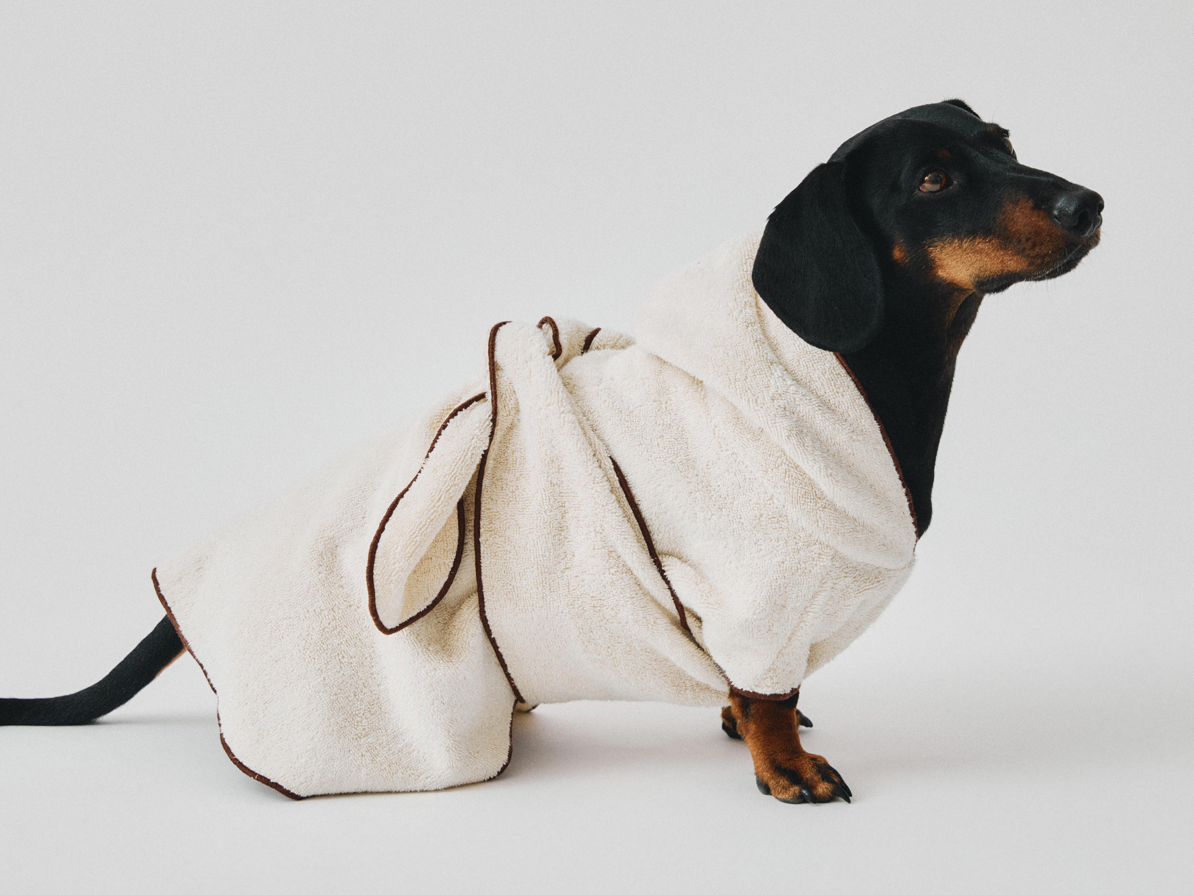 COTTON PET BATHROBE — Ecru